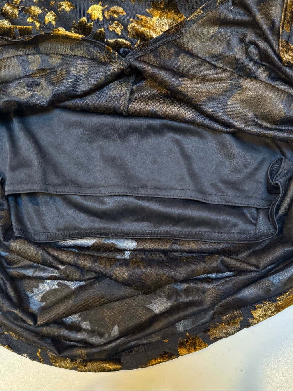 Velvet Black Pants With Gold Floral Burnout Top — image 6 of 8
